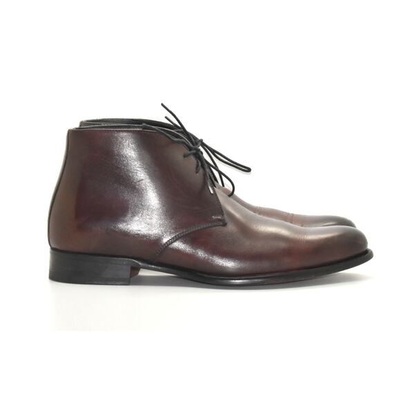 C0 Auth PAUL EVANS Maroon Brown Leather Lace Up Chukka Boots Shoes Size 7 EU 41 main image 7